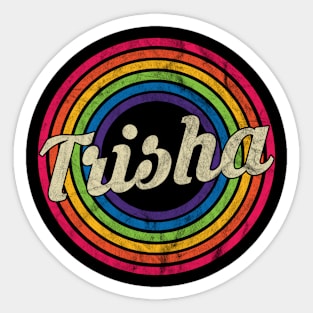 Trisha  - Retro Rainbow Faded-Style Sticker